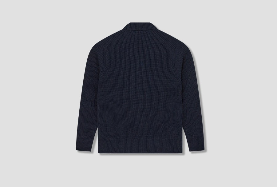 Clothing Drake’s | Integral Collar Ribbed Jumper Dr2A3I 22556-02 Navy