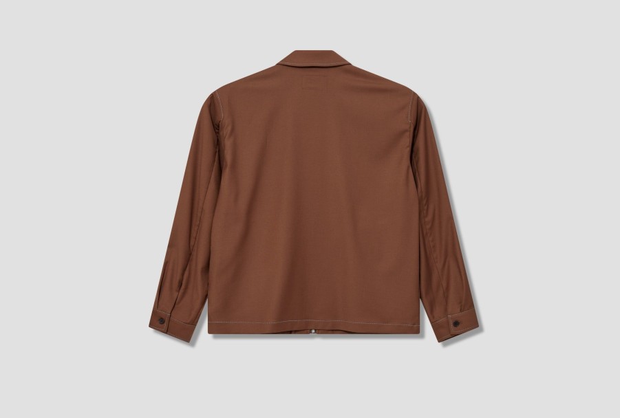 Clothing Awake NY | Lightweight Wool Harrington Jacket Awk-Sp23-Ot001 Brown