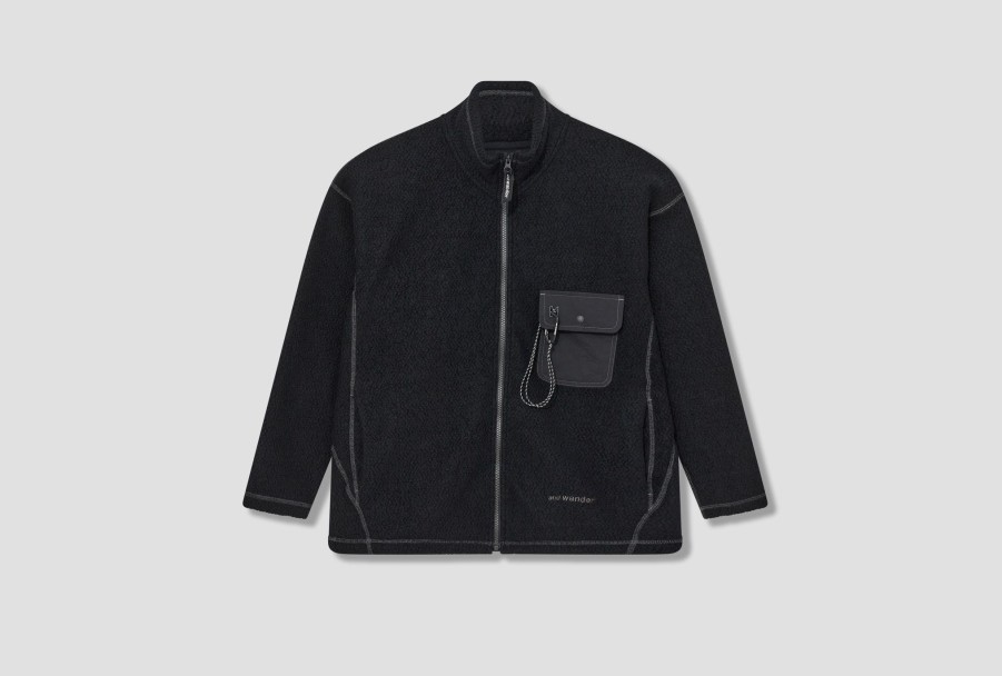 Clothing and wander | Re Wool Jq Stand Zip 5743284060 Black