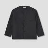 Clothing LEMAIRE | Collarless Relaxed Shirt-Soft Silk Sh1048 Lf1163 Black