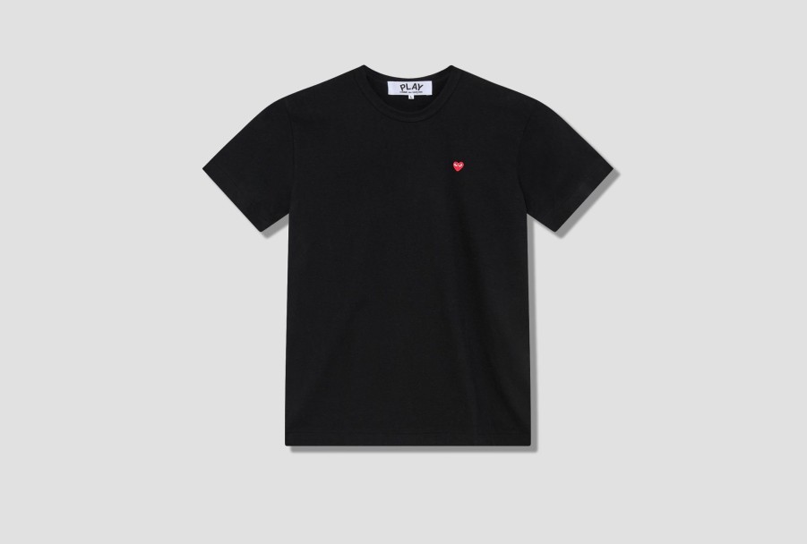 Clothing COMME des GARÇONS PLAY | Play Comme Des Garcons Mens T-Shirt Small Red Heart P1T304 Black