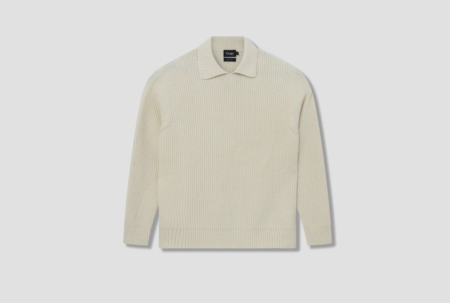 Clothing Drake’s | Integral Collar Ribbed Jumper Dr2A3I 22556-03 Off White