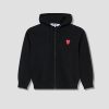 Clothing COMME des GARÇONS PLAY | Play Comme Des Garcons Mens Zip Hooded Sweatshirt Double Red Heart P1T294 Black