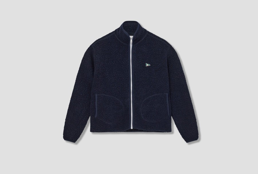 Clothing Drake’s | Boucle Wool Zip Fleece Jacket Dr2A5L 21265-02 Navy