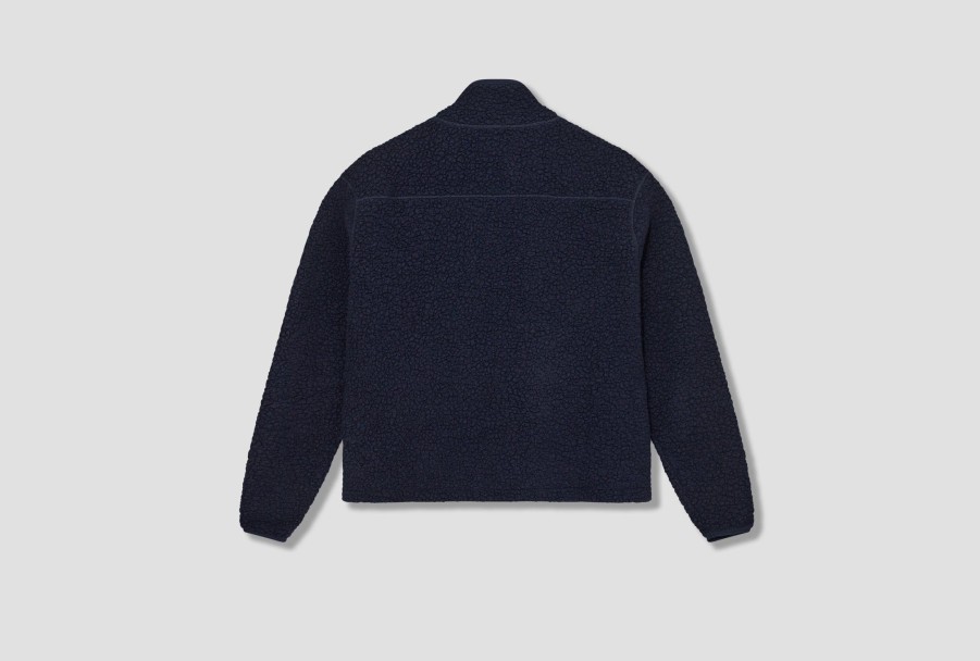 Clothing Drake’s | Boucle Wool Zip Fleece Jacket Dr2A5L 21265-02 Navy