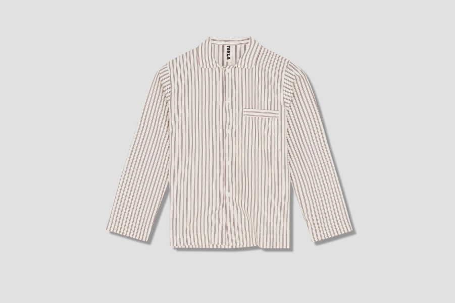 Clothing TEKLA | Unisex Sleepwear Long Sleeve Shirt – Poplin Off White