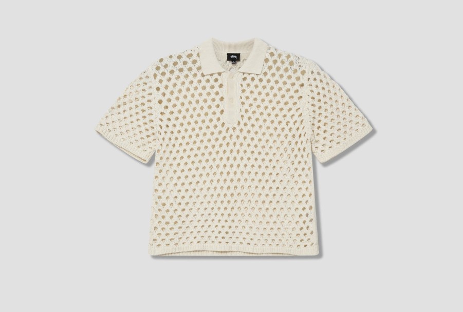 Clothing Stüssy | Big Mesh Polo Sweater 117178 Off White