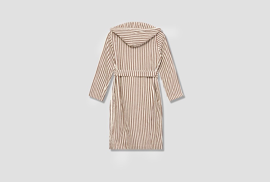 Lifestyle TEKLA | Hooded Bathrobe-Terry Stripes Brown