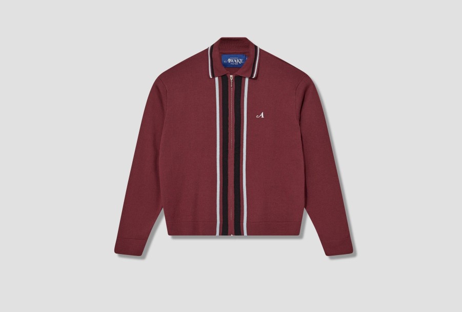 Clothing Awake NY | Full Zip Sweater Awk-Fw23-Kn004 Burgundy