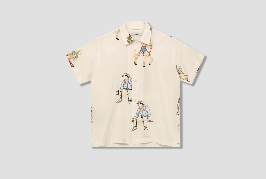 Clothing BODE | Embroidered Buckaroo Ss Shirt Mrs23Sh076 White