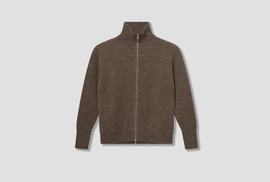 Clothing ANDERSEN-ANDERSEN | Navy Full-Zip Pockets-G5/Undyed Yarn Light Brown