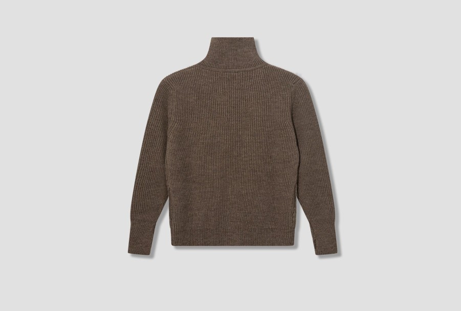 Clothing ANDERSEN-ANDERSEN | Navy Full-Zip Pockets-G5/Undyed Yarn Light Brown