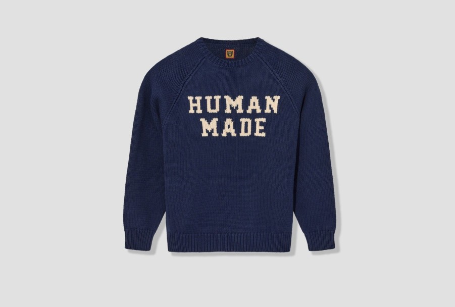 Clothing HUMAN MADE | Bear Raglan Knit Sweater Hm25Cs001 Navy