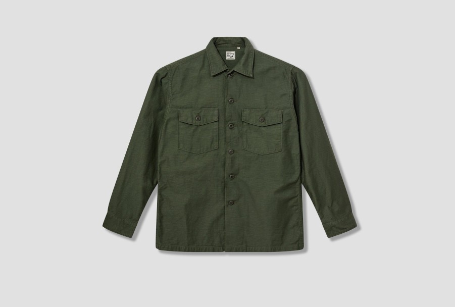 Clothing orSlow | Us Army Fatigue Shirt-Original Reverse Sateen 03-8045-16 Green