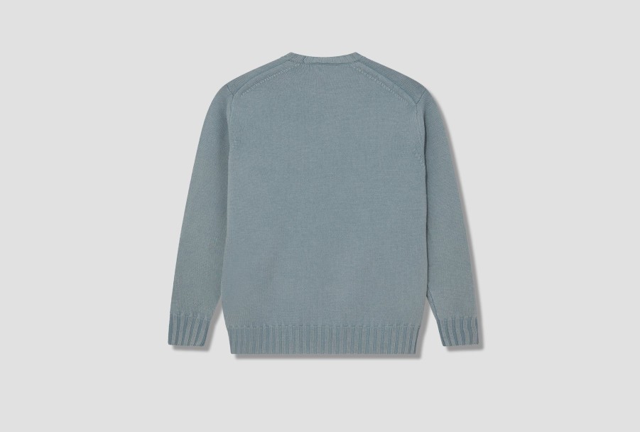 Clothing AURALEE | Washed French Merino Knit Pullover A23Ap01Sw Light Blue