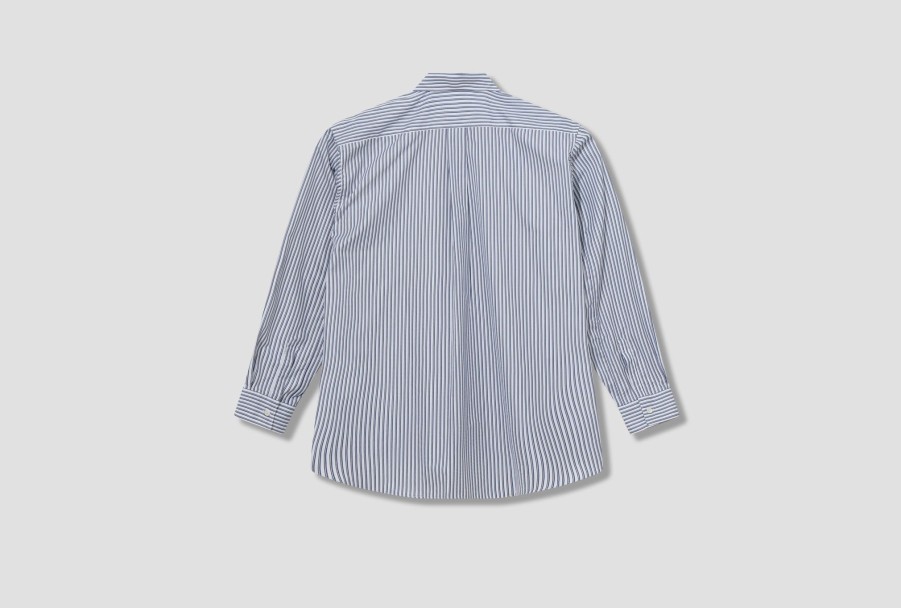 Clothing COMME des GARÇONS SHIRT | Forever-Yarn Dyed Cotton Stripe Poplin-Stripe 4/Wide Classic Fz-B220-Per Blue