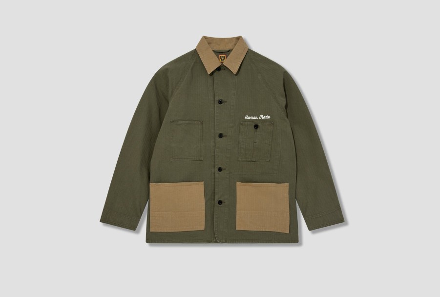 Clothing HUMAN MADE | Herringbone Coverall Jacket Hm25Jk017 Olive