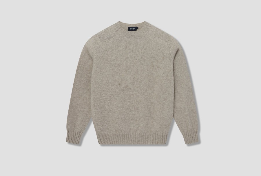 Clothing Drake’s | Brushed Shetland Crew Neck Jumper Dr2A3A 21501-15 Beige