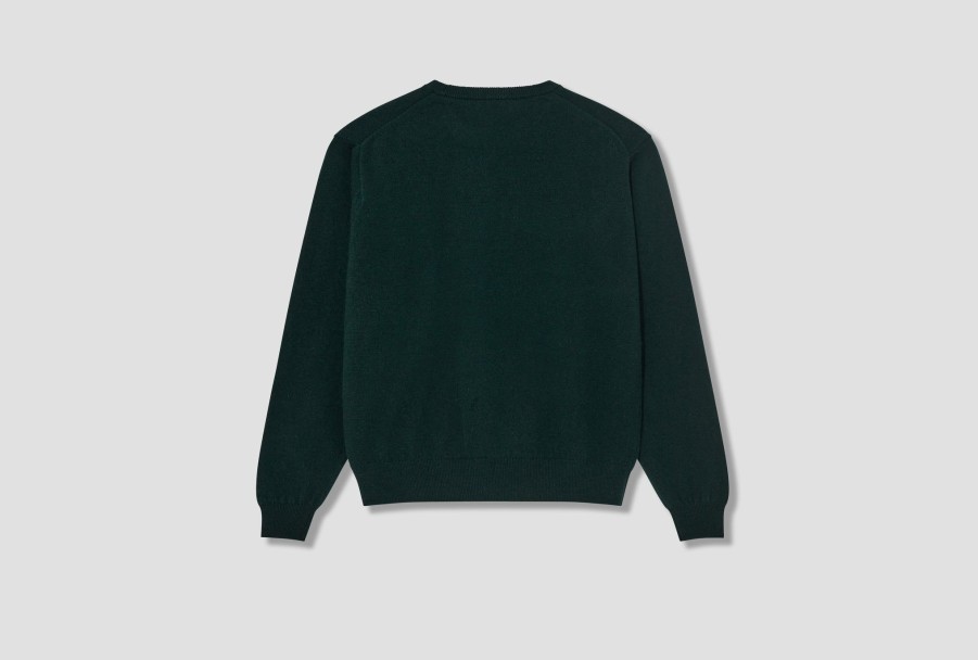 Clothing DANTON | Crew Neck Pullover L/S-Lambswool #Dt-D0028 Lmw Dark Green