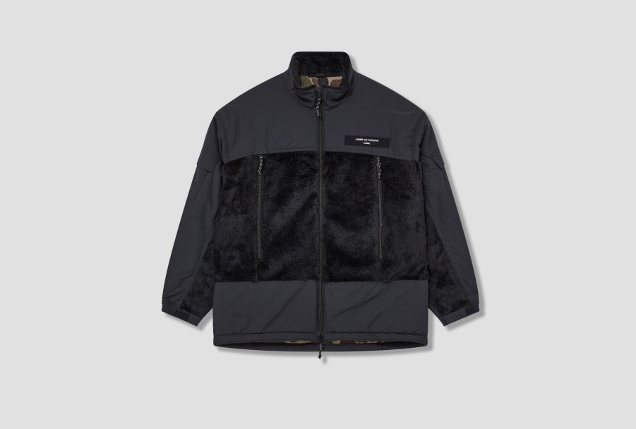 Clothing COMME des GARÇONS HOMME | Polyester Boa Fleece X Polyester Rip Cloth Hl-J013-W23 Black