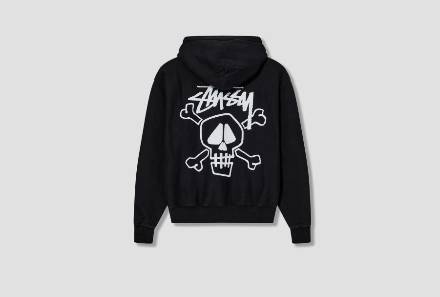 Clothing Stüssy | Skull & Bones Pigment Dyed Hood 1924943 Black