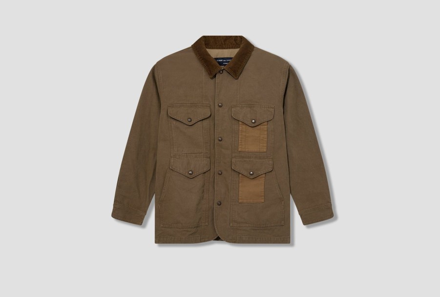 Clothing COMME des GARÇONS HOMME | Cotton Oxford X Cotton Moleskin Garment Treated Mix Hl-J008-W23 Beige