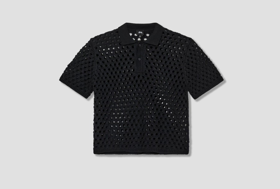 Clothing Stüssy | Big Mesh Polo Sweater 117178 Black