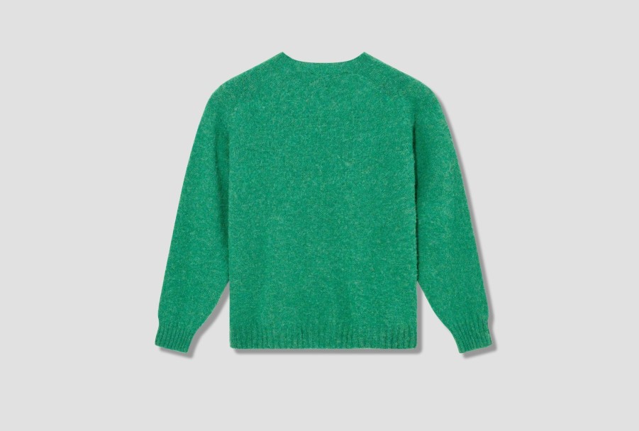 Clothing Drake’s | Brushed Shetland Crew Neck Jumper Dr2A3A 21501-10 Green