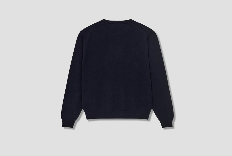 Clothing DANTON | Crew Neck Pullover L/S-Lambswool #Dt-D0028 Lmw Navy