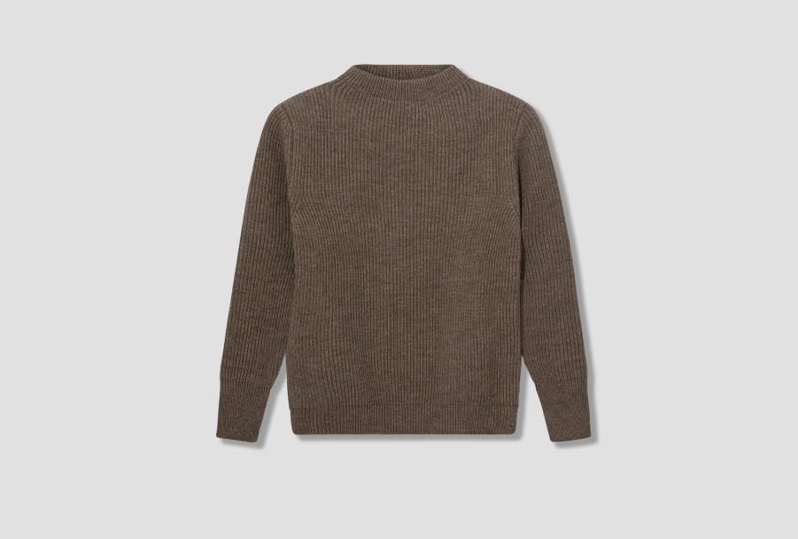 Clothing ANDERSEN-ANDERSEN | Navy Crewneck-G5/Undyed Yarn Light Brown