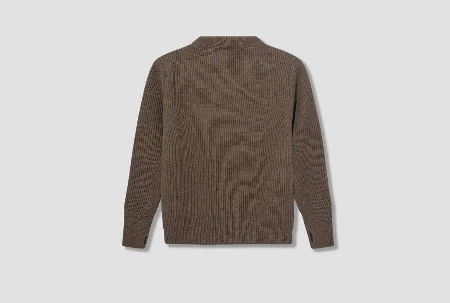 Clothing ANDERSEN-ANDERSEN | Navy Crewneck-G5/Undyed Yarn Light Brown