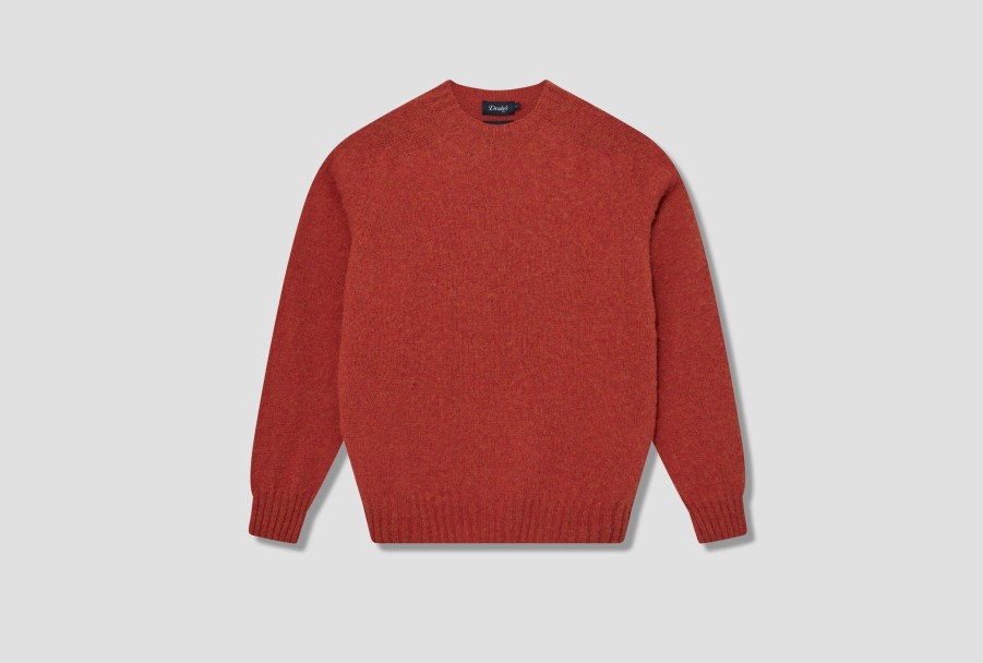 Clothing Drake’s | Brushed Shetland Crew Neck Jumper Dr2A3A 21501-20 Orange