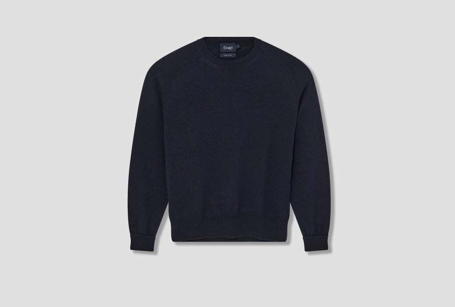 Clothing Drake’s | Merino Crew Neck Jumper Dr2A3A 21505-01 Navy