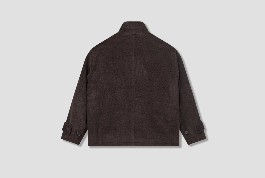 Clothing AURALEE | Brushed Suri Alpaca Mohair Jacquard Zip Blouson A23Ab01Aj Dark Brown