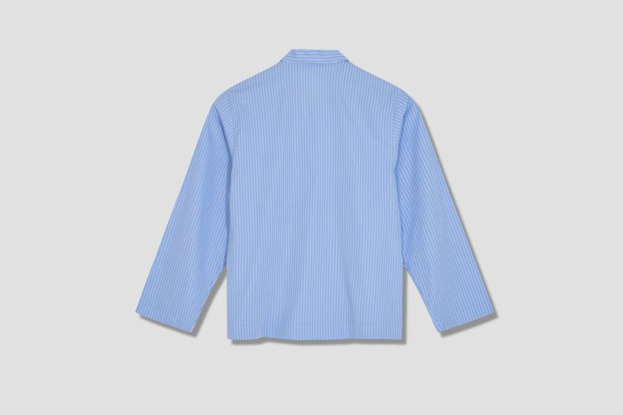 Clothing TEKLA | Unisex Sleepwear Long Sleeve Shirt – Poplin Light Blue