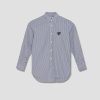 Clothing COMME des GARÇONS PLAY | Play Comme Des Garcons Mens Striped Shirt Black Heart P1B018 Blue