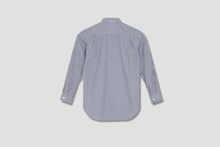 Clothing COMME des GARÇONS PLAY | Play Comme Des Garcons Mens Striped Shirt Black Heart P1B018 Blue