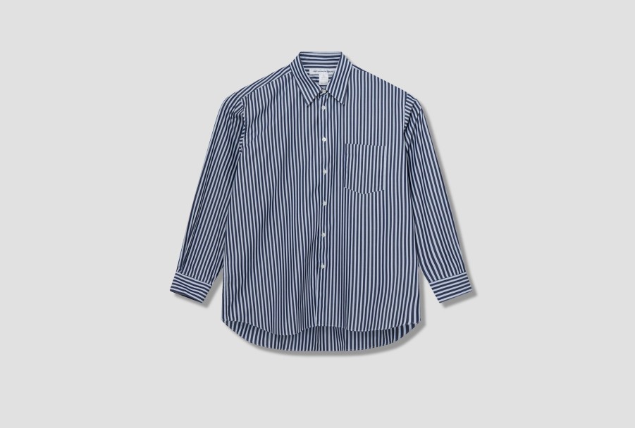 Clothing COMME des GARÇONS SHIRT | Forever-Yarn Dyed Cotton Stripe Poplin-Stripe 3/Wide Classic Fz-B218-Per Navy