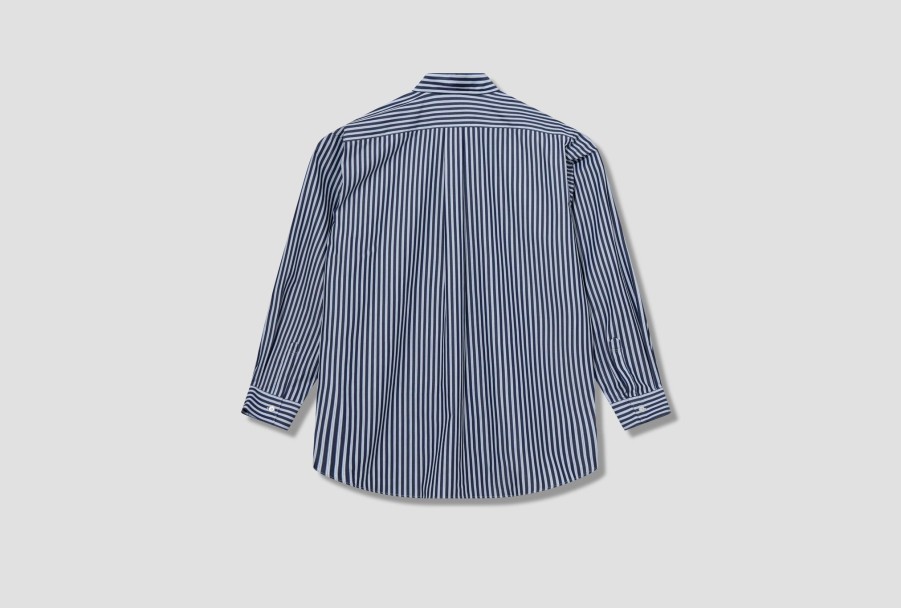 Clothing COMME des GARÇONS SHIRT | Forever-Yarn Dyed Cotton Stripe Poplin-Stripe 3/Wide Classic Fz-B218-Per Navy