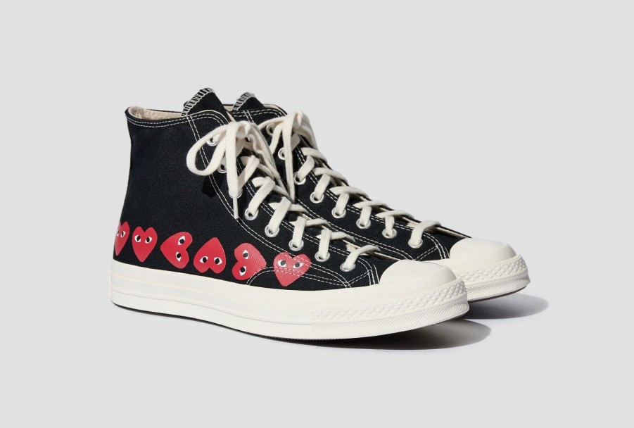 Shoes COMME des GARÇONS PLAY | Converse-Multi Red Heart Chuck Taylor All Star '70 High P1K127 Black