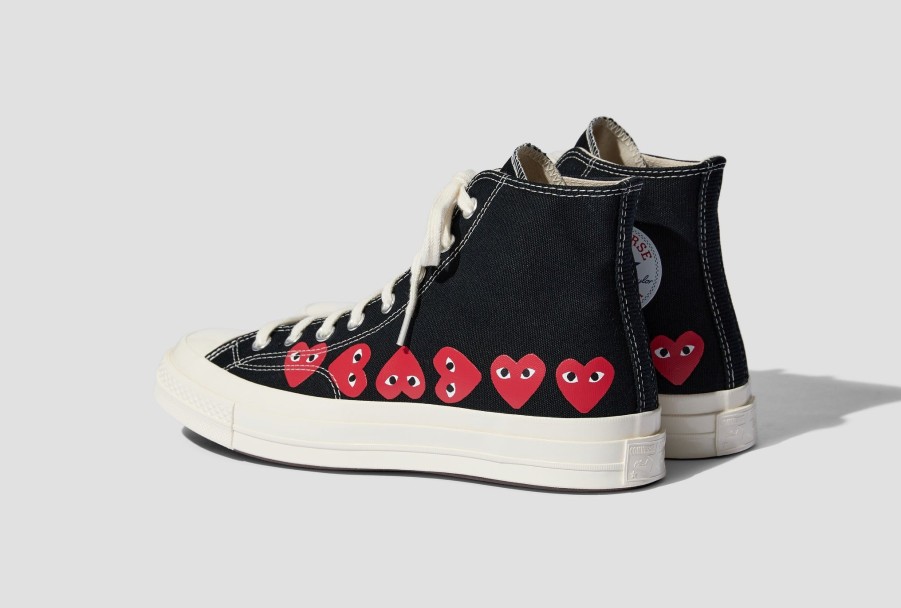 Shoes COMME des GARÇONS PLAY | Converse-Multi Red Heart Chuck Taylor All Star '70 High P1K127 Black