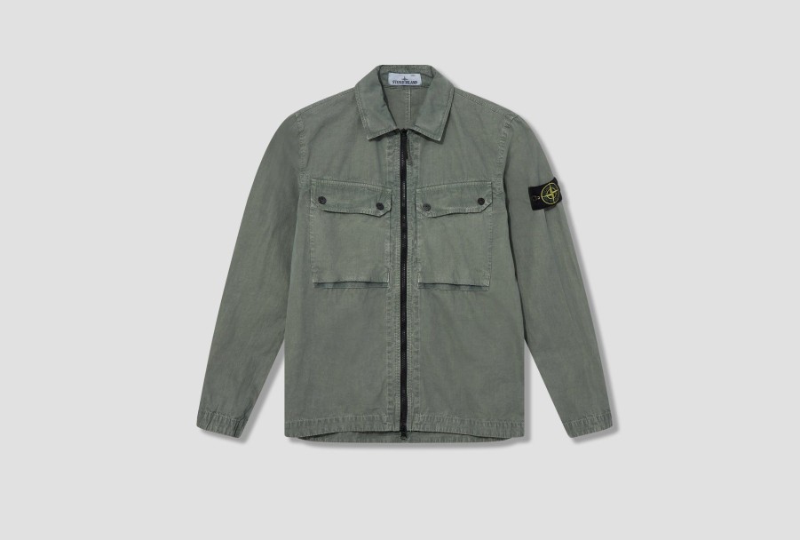 Clothing STONE ISLAND | Organic Cotton Brushed Canvas Garment Dyed 'Old' Effect 7915102Wn Green