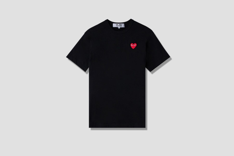 Clothing COMME des GARÇONS PLAY | Play Comme Des Garcons Mens T-Shirt Red Heart P1T108 Black