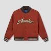 Clothing Awake NY | Melton Wool Chenille Logo Varsity Jacket Awk-Sp23-Ot005 Orange