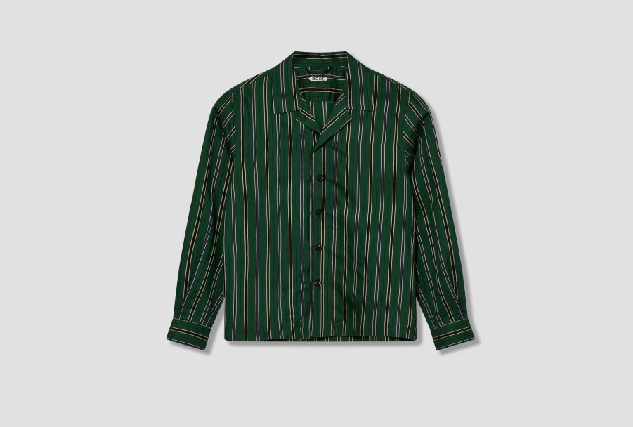 Clothing BODE | Alumni Stripe Ls Shirt Mrf23Sh076 Green