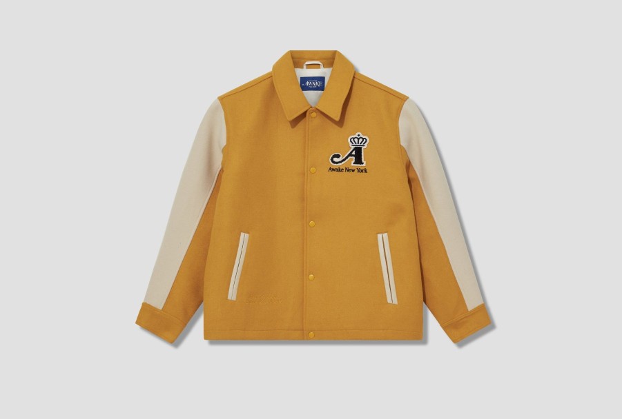 Clothing Awake NY | Crown Varsity Jacket Awk-Fw23-Ot005 Yellow