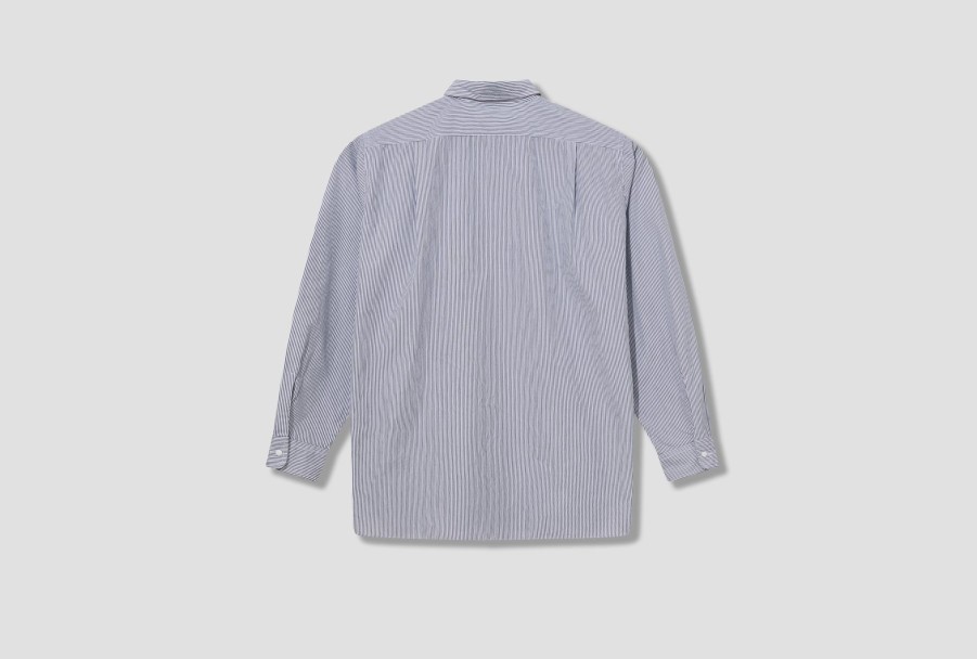 Clothing nanamica | Regular Collar Stripe Wind Shirt Sugf362E Navy