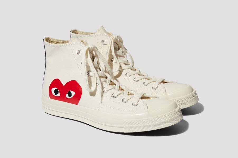 Shoes COMME des GARÇONS PLAY | Converse-Red Heart Chuck Taylor All Star '70 High P1K112 Beige