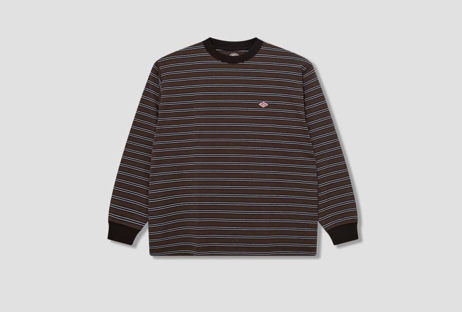 Clothing DANTON | Stripe Long Sleeve T-Shirt-T/C Open End Jersey #Dt-C0200 Tcb Brown