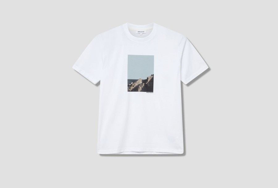 Clothing NORSE PROJECTS | Johannes Organic Cliff Print T-Shirt N01-0660 White